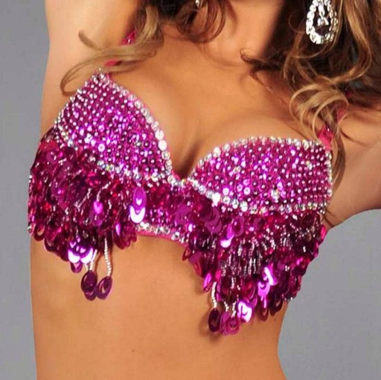 Belly Dance Costume Top Pink Lusciously Beaded Lady - Click Image to Close