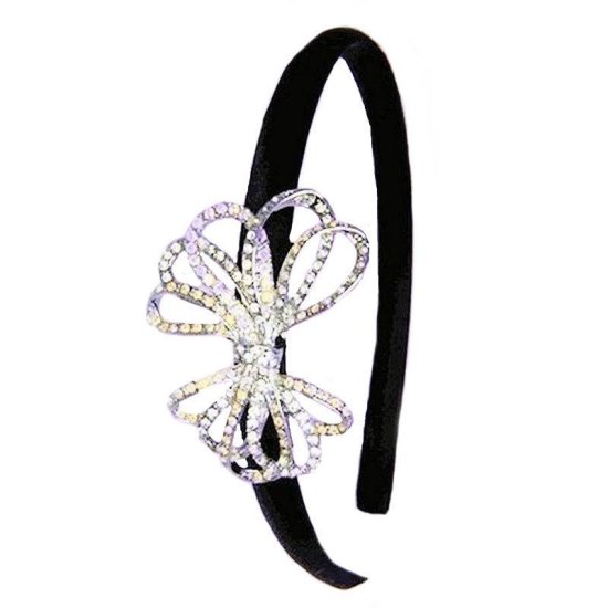 Bridal Headband Crystal Bow - Click Image to Close