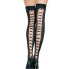 Stockings Black Thigh High with Opaque Design in Back