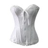Bridal Corset White Damask with Front Zipper