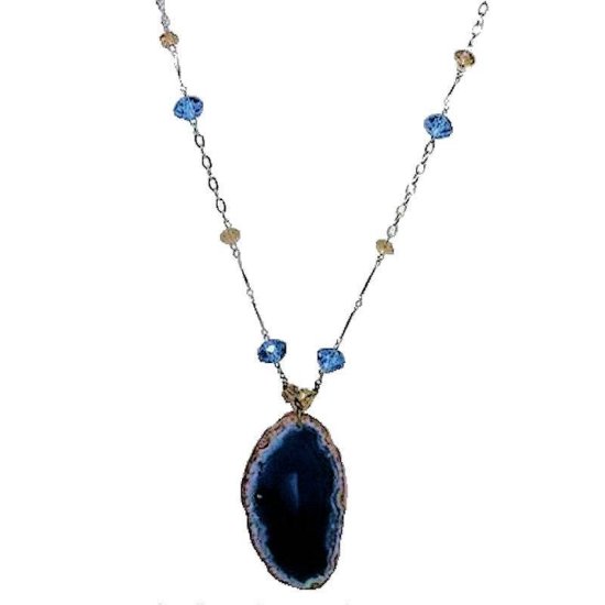 Pendant Necklace Blue Gemstone - Click Image to Close