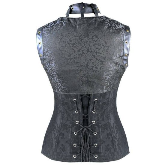 Steel Boned Steam Punk Corset Black with Jacket - Click Image to Close