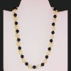 Beaded Necklace Black Onyx Gemstones and Genuine Pearls