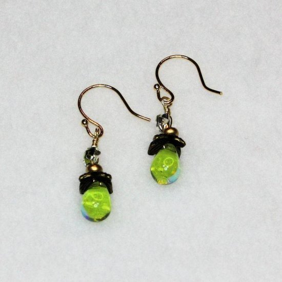 Earrings Olivine Droplets - Click Image to Close