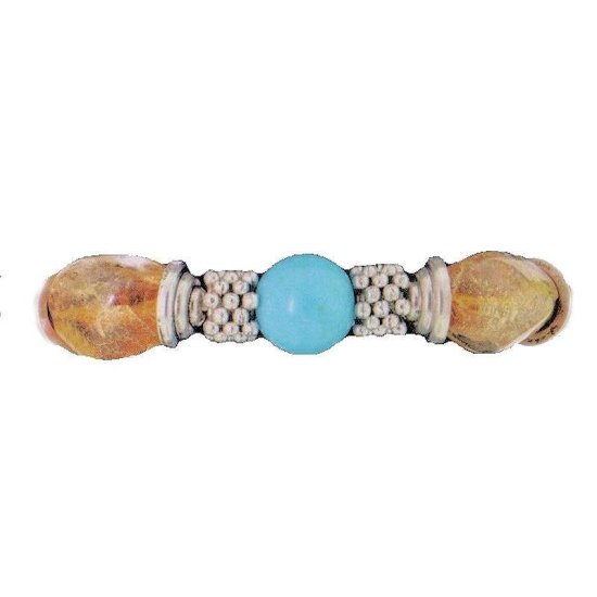 Bracelet Beaded Teal, Yellow and Silver - Click Image to Close