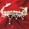 Choker Necklace Bridal Lace with Rose Charms