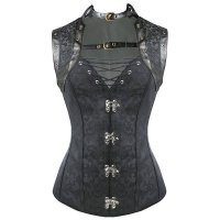 Steel Boned Steam Punk Corset Black with Jacket