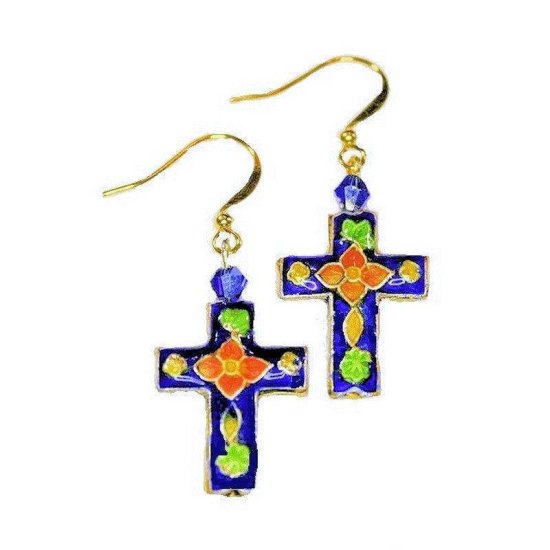 Earrings Beaded Cross - Click Image to Close