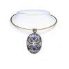 Choker Necklace Blue Vintage Crystal Charm