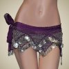 Belly Dance Crochet Hip Scarf Sash with Silver Coins