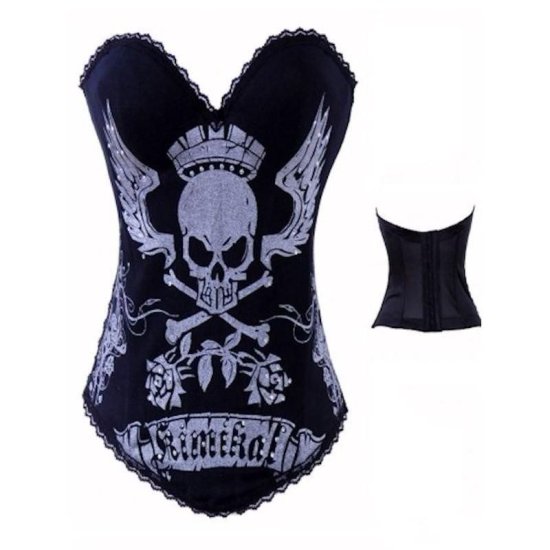 Bustier Top Skull Design with Rhinestones - Click Image to Close