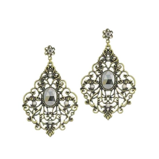 Earrings Jeweled Lace - Click Image to Close