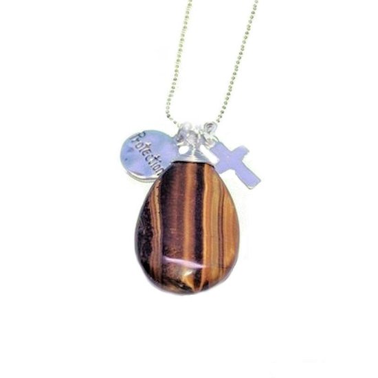 Tiger Eye Gemstone Necklace for Protection - Click Image to Close