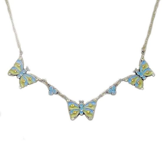 Butterfly Necklace Opal Gemstones and Crystals - Click Image to Close