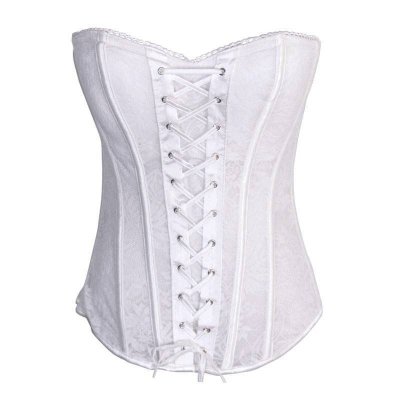 Bridal Bustier White Zipper Back & Lace Up Front