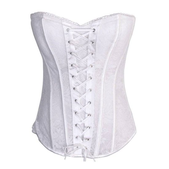 Bridal Bustier White Zipper Back & Lace Up Front - Click Image to Close