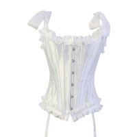 Bridal Corset Steel Boned White with Reinforced Panels