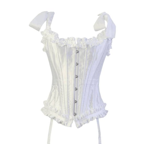Bridal Corset Steel Boned White with Reinforced Panels - Click Image to Close