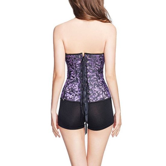 Corset Purple and Black with Tie Up Design Collar - Click Image to Close