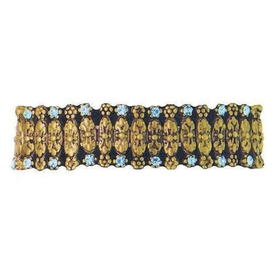 Bracelet Vintage Antique Gold and Teal Stretch - Click Image to Close