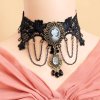 Choker Necklace Black Vintage Cameo Cascade