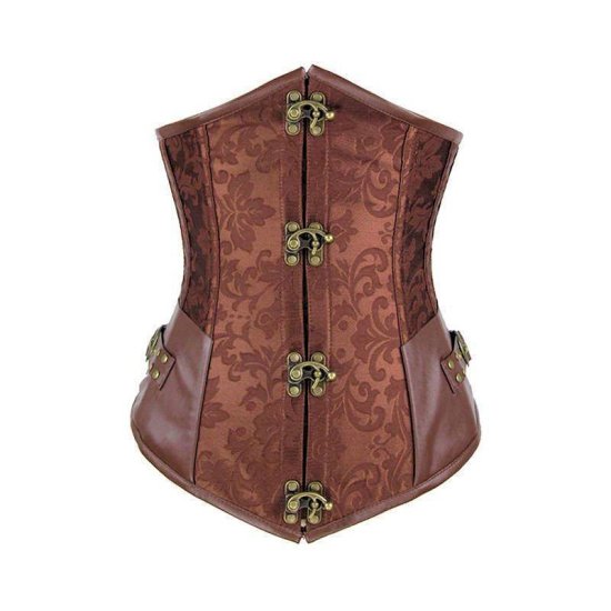 Steel Boned Underbust Corset Brown with Hinge Closures - Click Image to Close