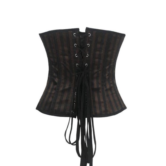 Steel Boned Underbust Corset Striped with Buckles - Click Image to Close