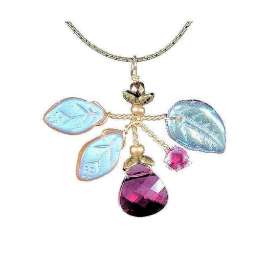 Pendant Necklace Cranberry Bouquet Fairy - Click Image to Close