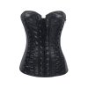 Corset Black Leather Fabric with Lace Up Front