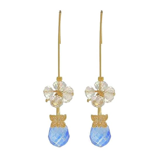 Earrings Blue Crystal Drop - Click Image to Close