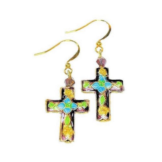 Earrings Beaded Cross - Click Image to Close