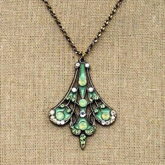 Pendant Necklace Opal Fan Design - Click Image to Close