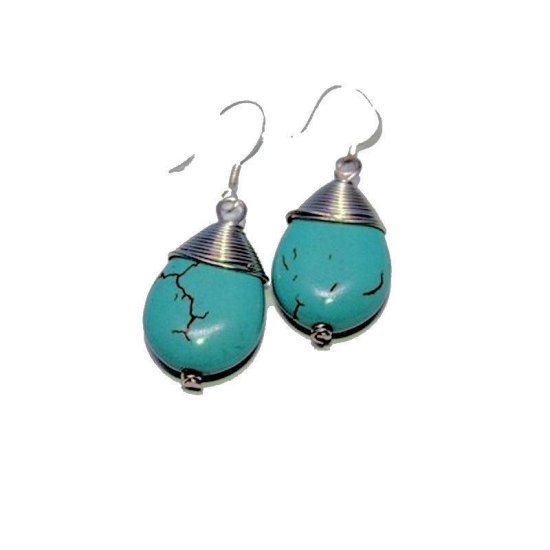 Earrings Turquoise Gemstone - Click Image to Close