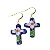 Earrings Cross Beaded Charm