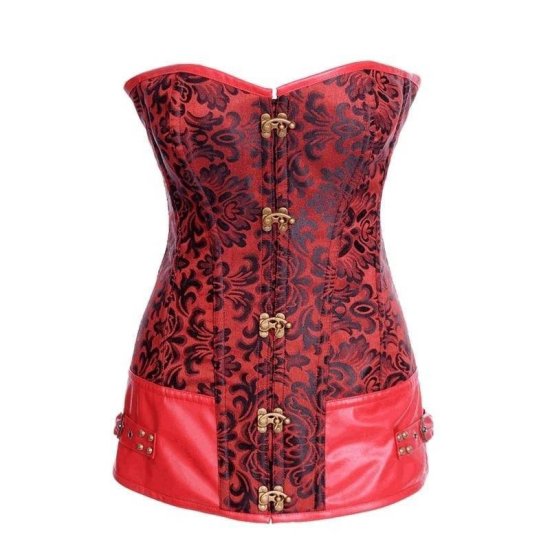 Steel Boned Corset Red with Hinge Closures - Click Image to Close