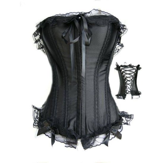 Corset Black with Front Hook and Eye Closures - Click Image to Close