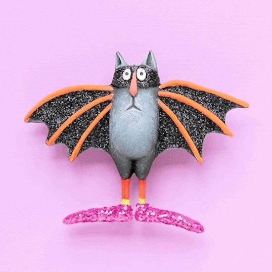 Lapel Pin Bat Cat for Halloween - Click Image to Close