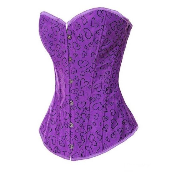 Corset Purple Denim with Filigree Heart Designs - Click Image to Close
