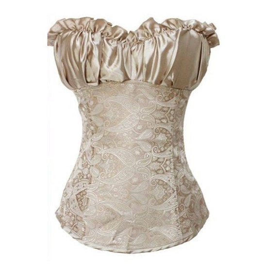 Corset Champagne Peasant Style with Side Zipper