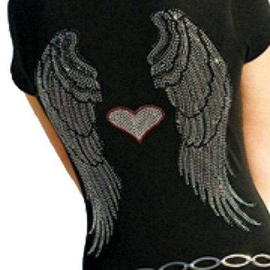 T-Shirt with Rhinestones Angel Love by Sabrina Barnett - Click Image to Close