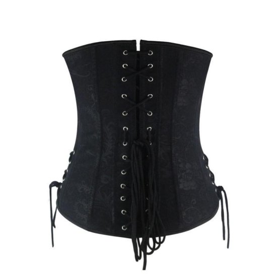 Steel Boned Underbust Corset Black with Ties Also Plus Sizes - Click Image to Close