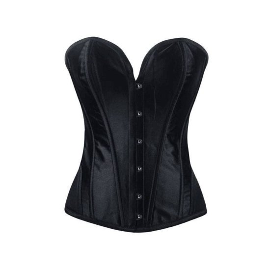 Steel Boned Corset Black with Padded Hip Panels - Click Image to Close