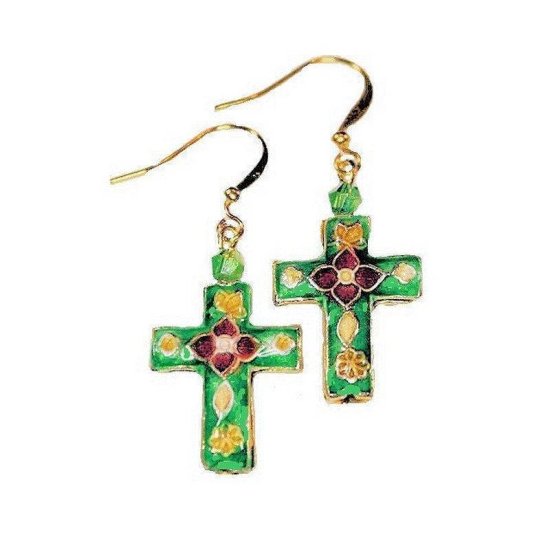 Earrings Cross Beaded Charm - Click Image to Close