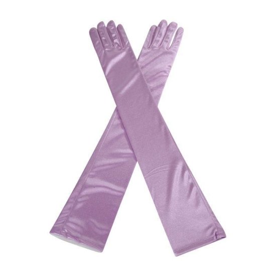 Gloves Lavender Satin Long and Glamorous - Click Image to Close