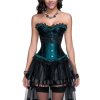 Corset Teal with Black Lace Overlay Design