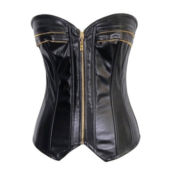 Corset Black with Gold Zipper and Trim - Click Image to Close