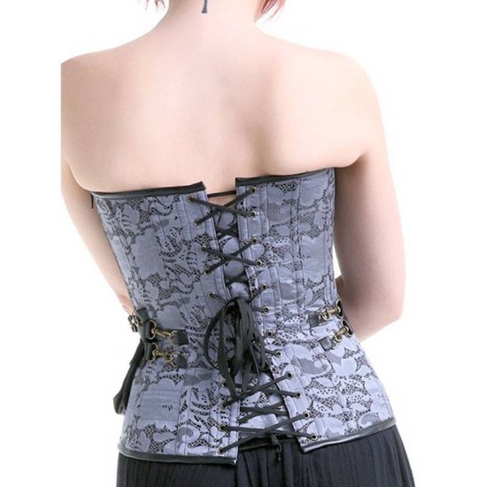 Steel Boned Corset Steam Punk Silver Also Plus Sizes - Click Image to Close