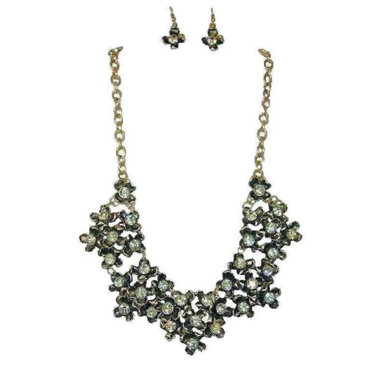 Jewelry Set Floral Explosion Necklace and Earrings - Click Image to Close