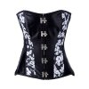 Corset Black with White Flower Panels and Hinge Closures
