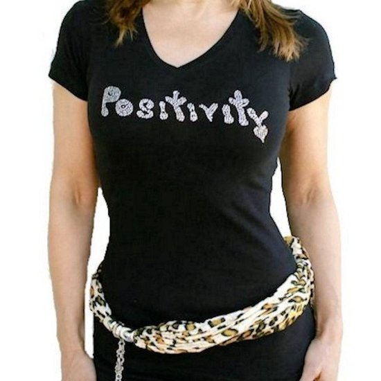 T-Shirt Rhinestone Be Positive by Sabrina Barnett - Click Image to Close